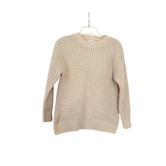 Zara Boys Ecru Waffle Knit Crewneck Sweater - Size 9-10 - Picture 1 of 6